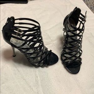Black patent leather sandal
